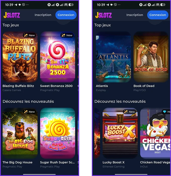 Top jeux et nouveautés disponibles sur Jslotz Casino